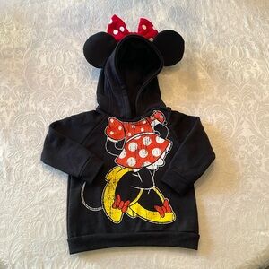 Authentic Disney Parks Minnie Mouse Hoodie with Ears and Bow, 18 Months, EUC